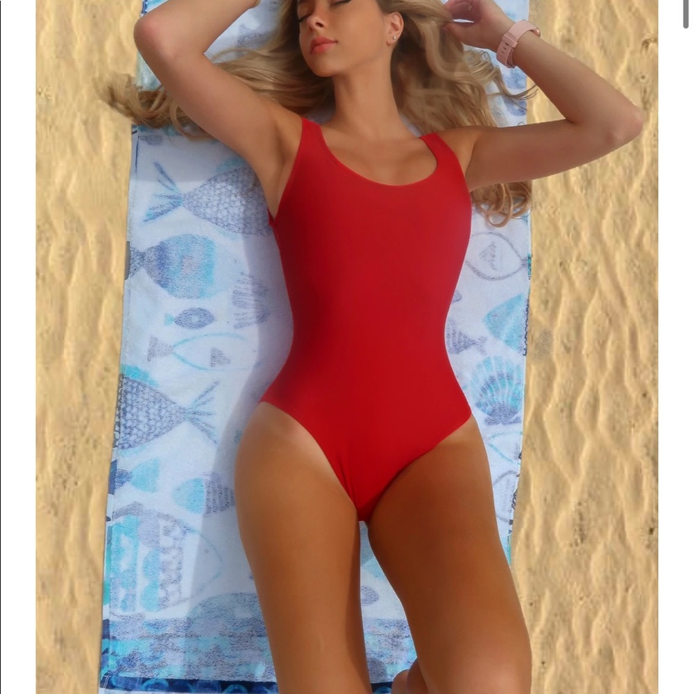 Red and Black One Piece Swimsuit